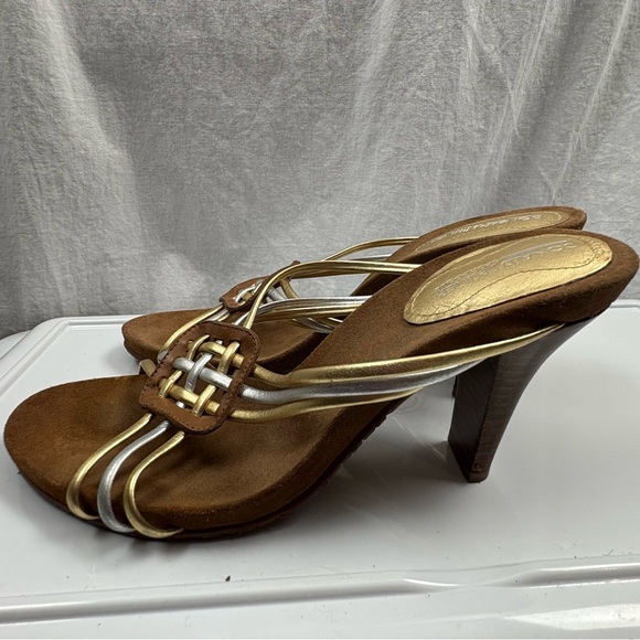 Donald J. Pliner Lane Silver/Gold Heeled Sandal 8 - Picture 2 of 8